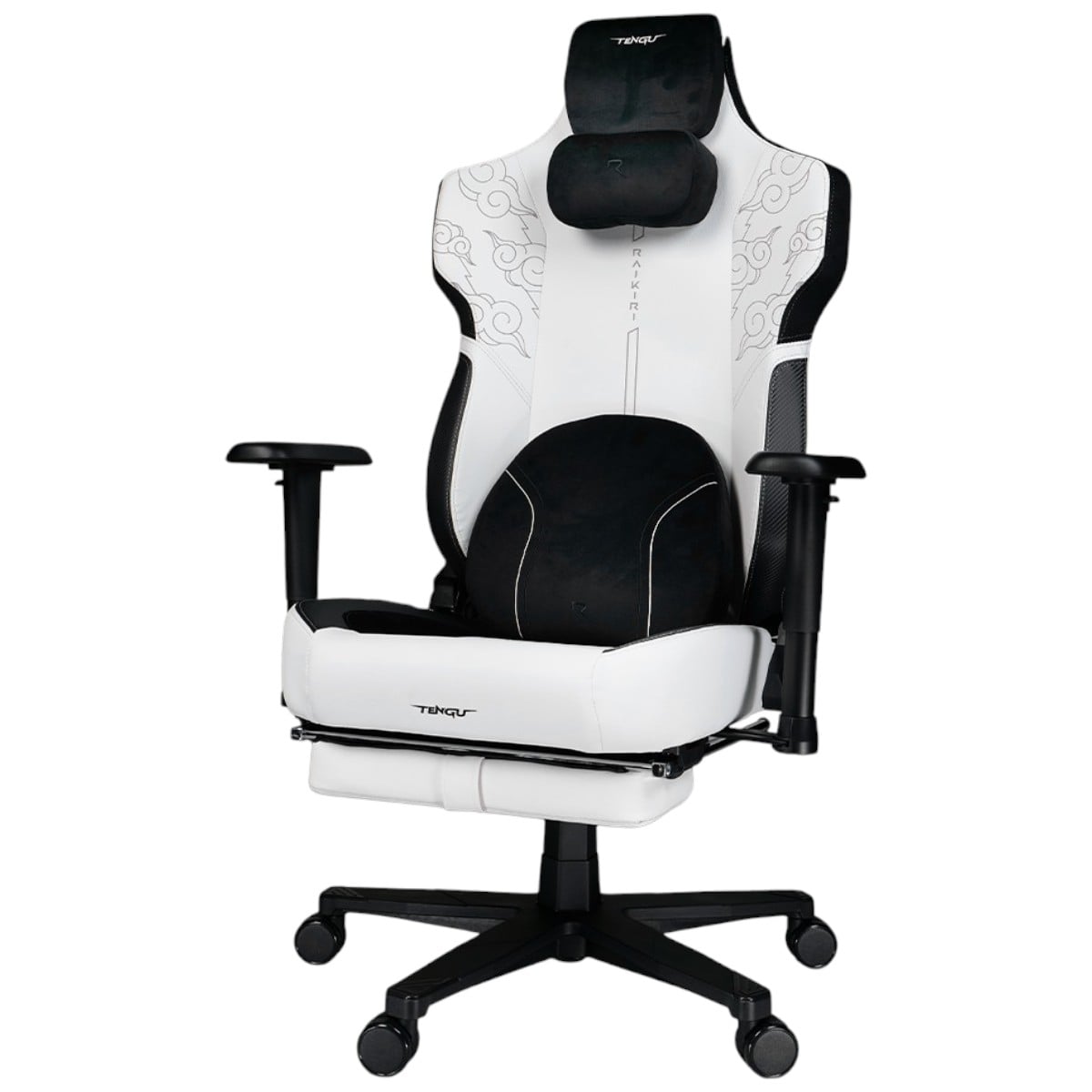 เก้าอี้เกมมิ่งพร้อมที่พักเท้า TENGUGAMINGGEARS RAIKIRI(CH-RK-WHF) สีขาว_0